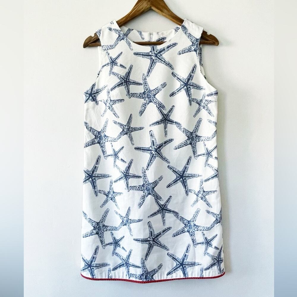 Love, Lilly Starfish Print Sleeveless Dress White Navy Red Size 6 EUC